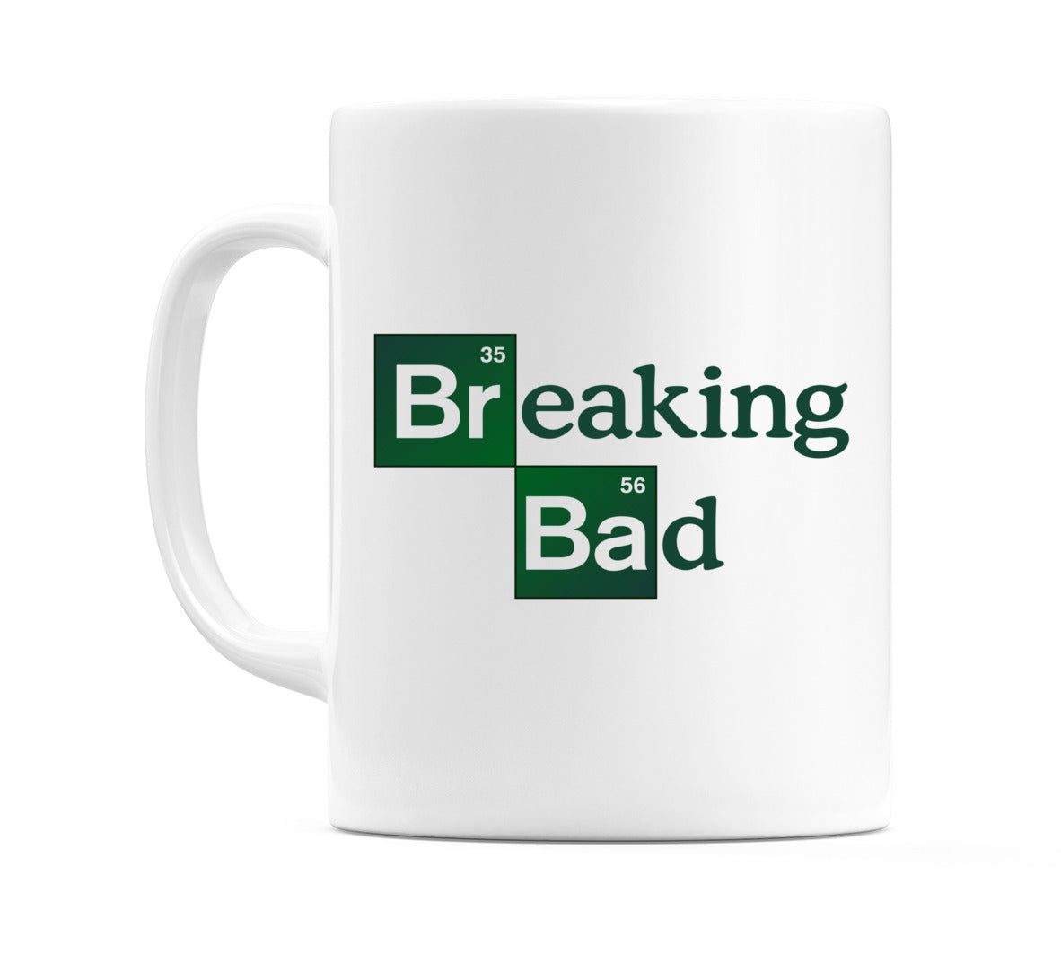 Mug with Breaking Bad text in Breaking font