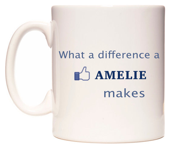 This mug features What A Difference A Amelie Makes