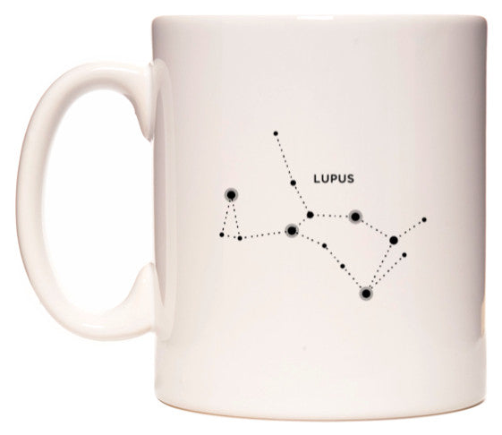 This mug features Lupus Zodiac Constellation