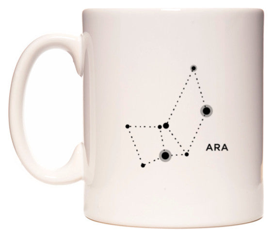 This mug features Ara Zodiac Constellation