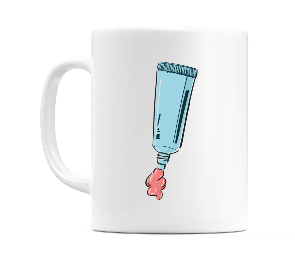 Blue Squeeze Tube with Red Paste Cartoon Mug