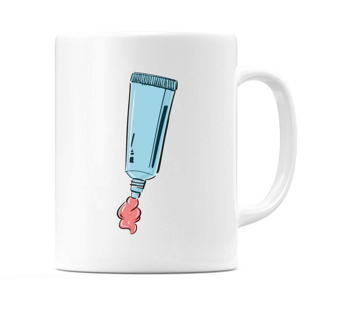 Blue Squeeze Tube with Red Paste Cartoon Mug