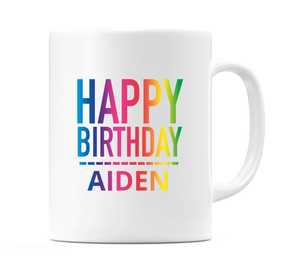 Happy Birthday Aiden (Rainbow) Mug Cup by WeDoMugs