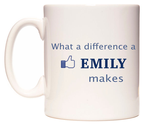 This mug features What A Difference A Emily Makes