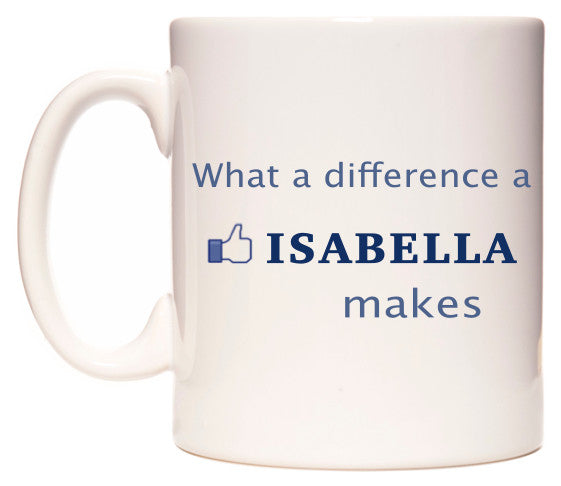This mug features What A Difference A Isabella Makes
