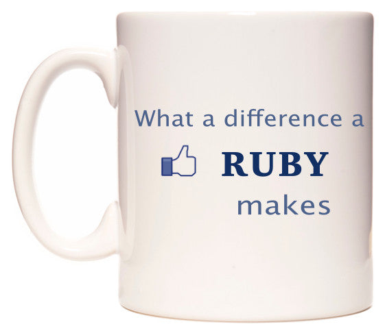 This mug features What A Difference A Ruby Makes