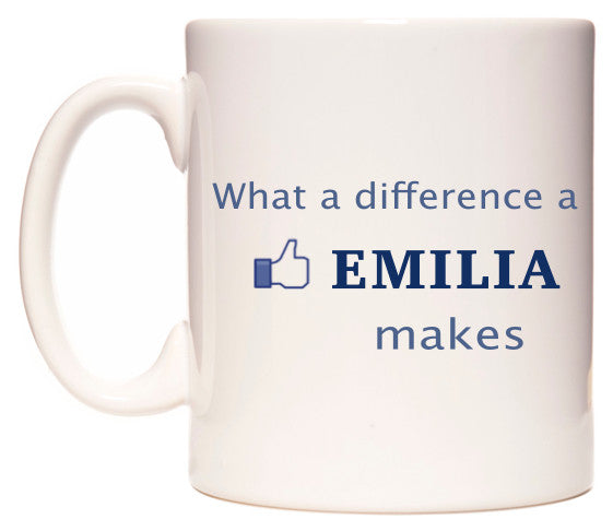 This mug features What A Difference A Emilia Makes