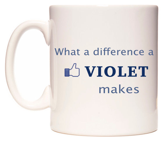 This mug features What A Difference A Violet Makes