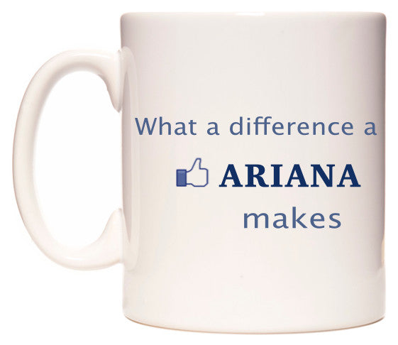This mug features What A Difference A Ariana Makes