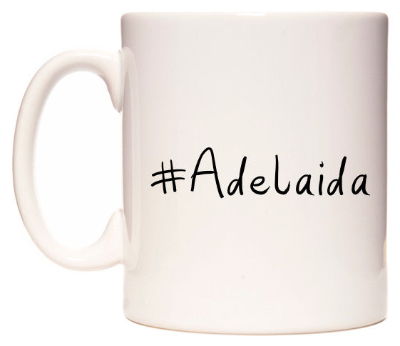 This mug features #Adelaida
