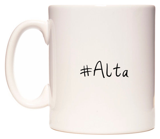 This mug features #Alta