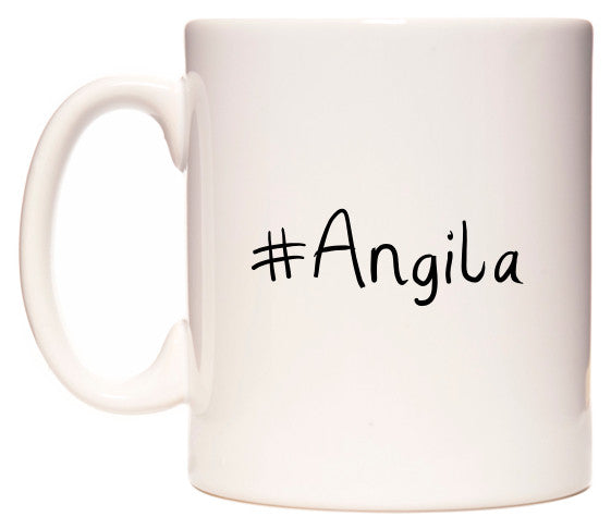 This mug features #Angila