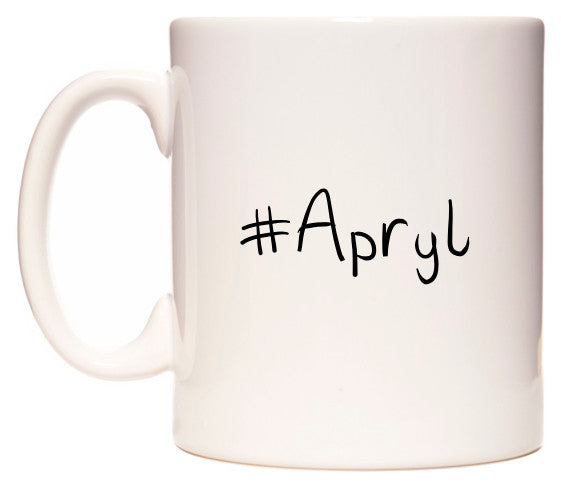 This mug features #Apryl