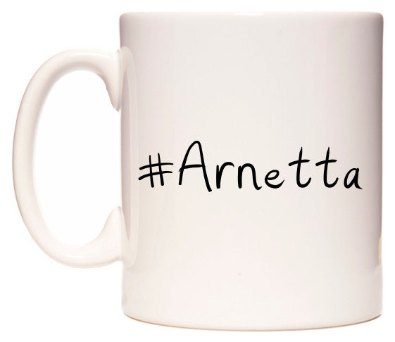 This mug features #Arnetta
