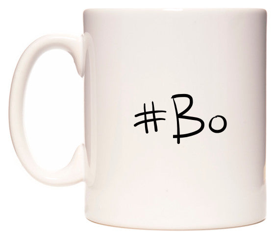 This mug features #Bo