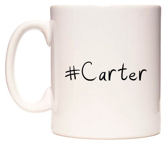 This mug features #Carter