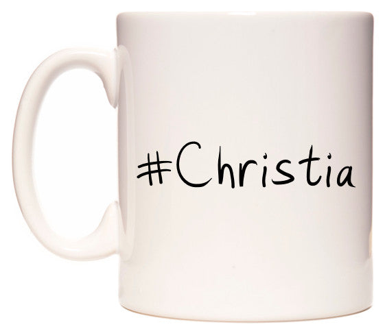This mug features #Christia