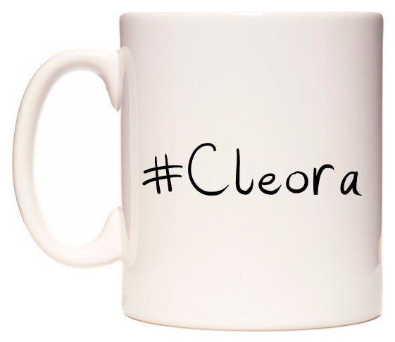 This mug features #Cleora
