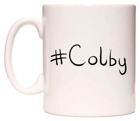 This mug features #Colby