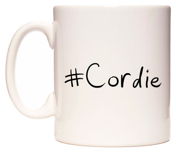 This mug features #Cordie