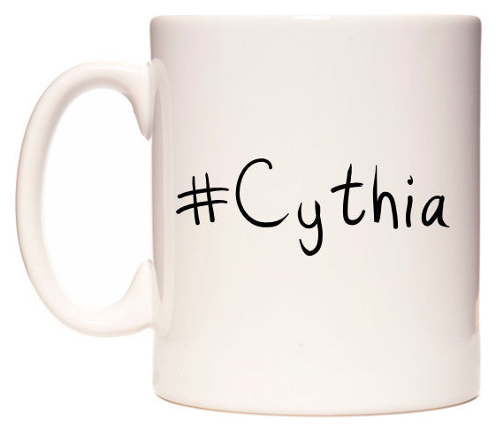 This mug features #Cythia