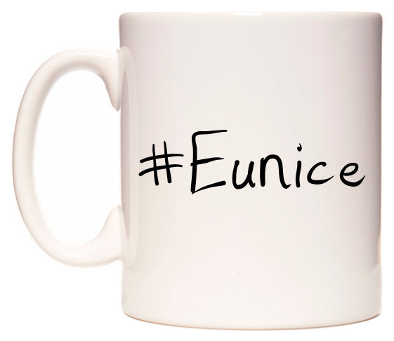 This mug features #Eunice