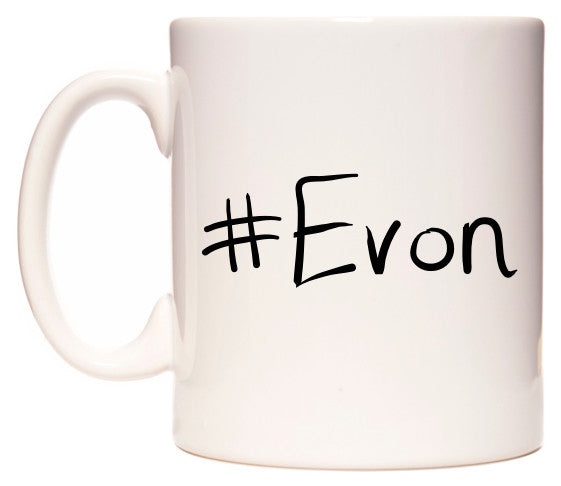 This mug features #Evon
