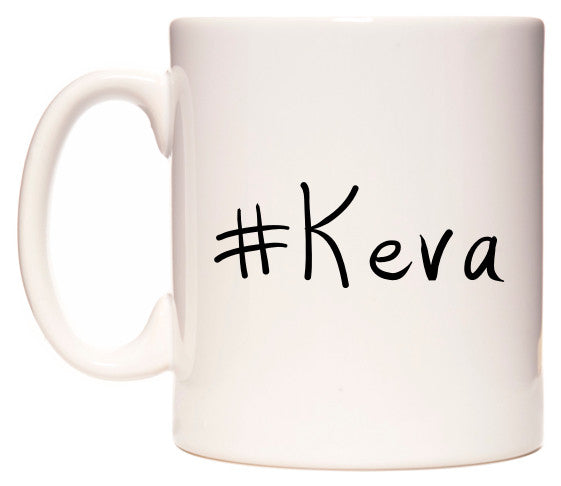 This mug features #Keva