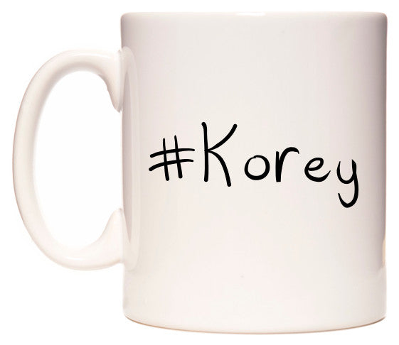This mug features #Korey