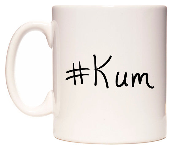 This mug features #Kum