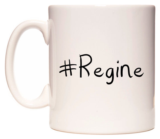 This mug features #Regine