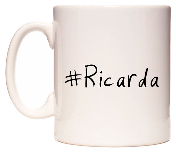 This mug features #Ricarda