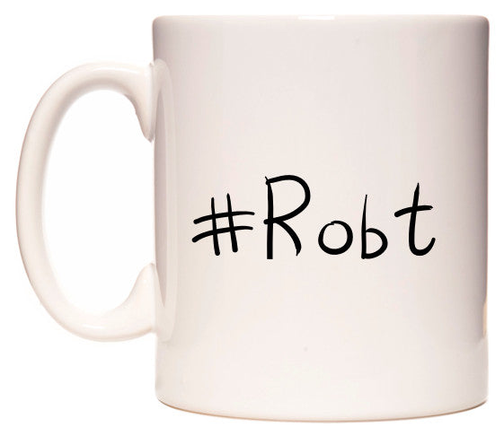 This mug features #Robt