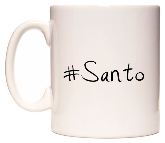 This mug features #Santo