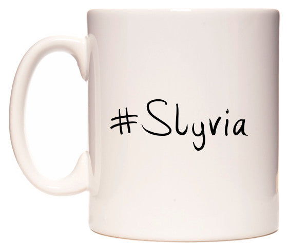 This mug features #Slyvia