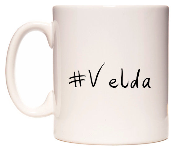 This mug features #Velda