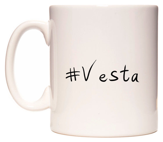 This mug features #Vesta