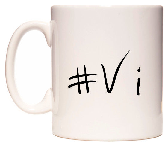This mug features #Vi