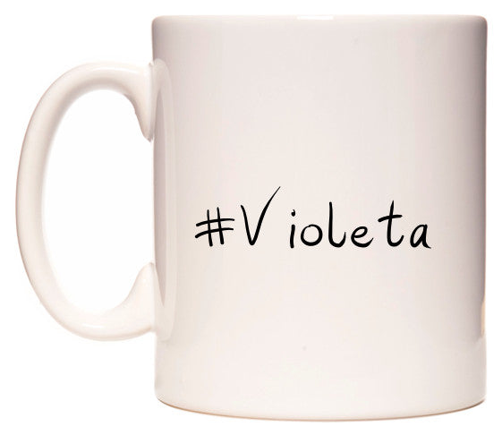 This mug features #Violeta