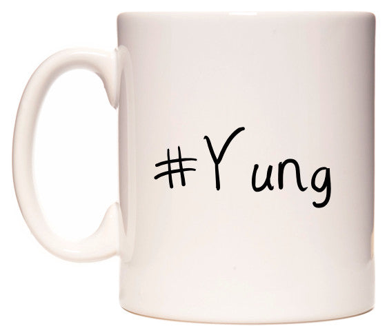 This mug features #Yung