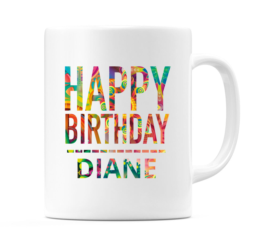 Happy Birthday Diane (Tie Dye Effect) Mug Cup by WeDoMugs