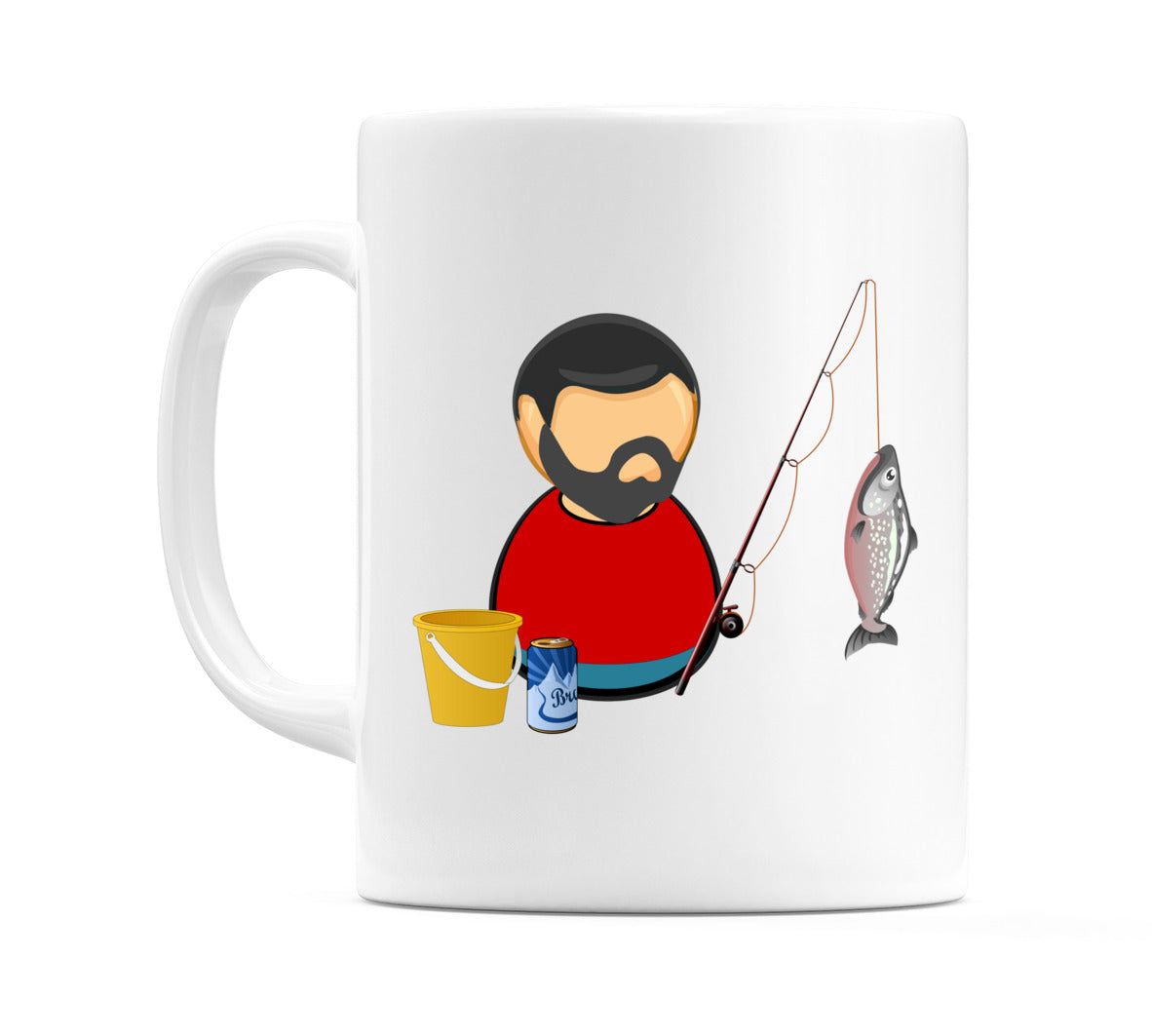 Dad Angler with a Fish & Beer Mug