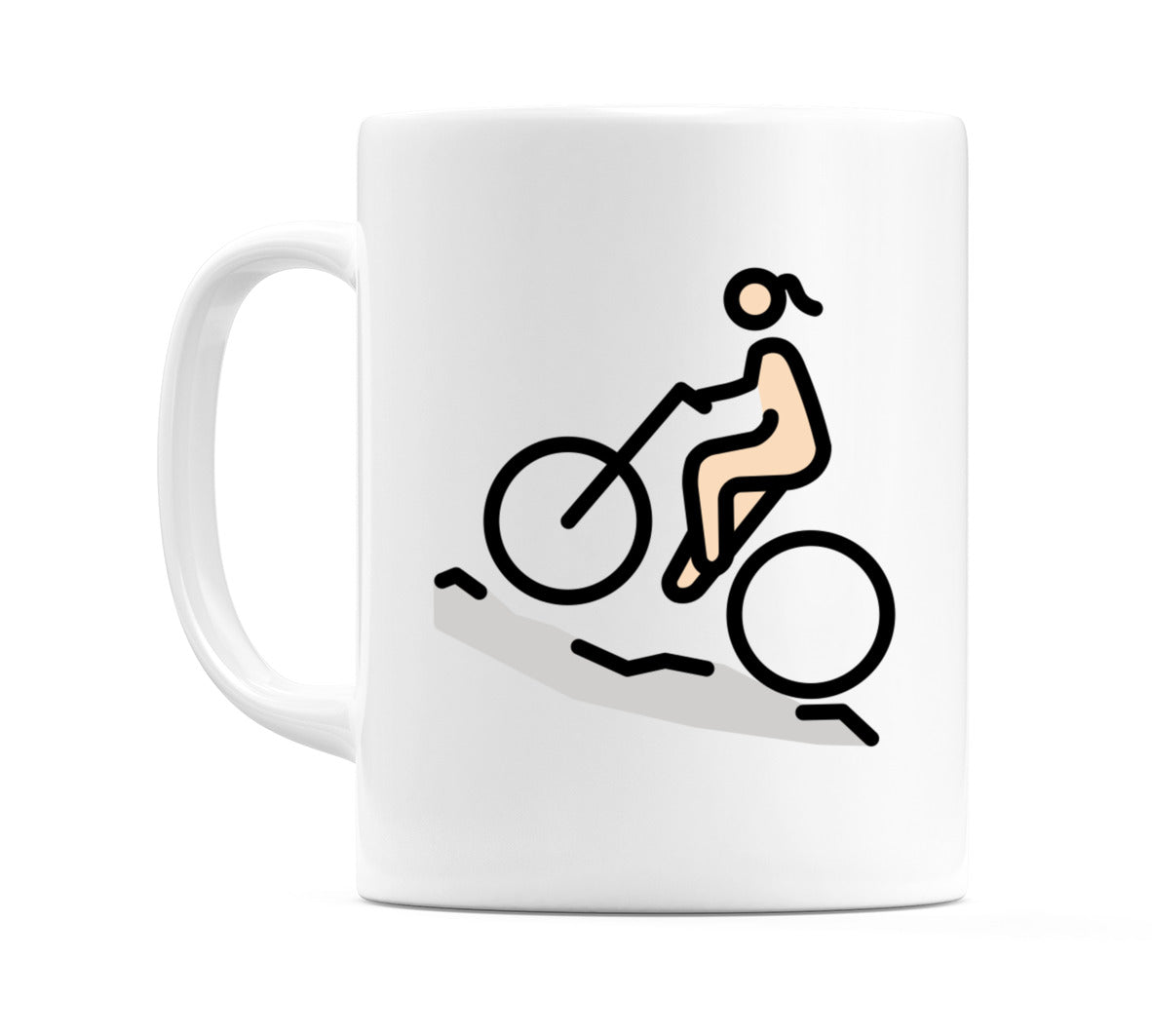 Female Mountain Biking: Light Skin Tone Emoji Mug