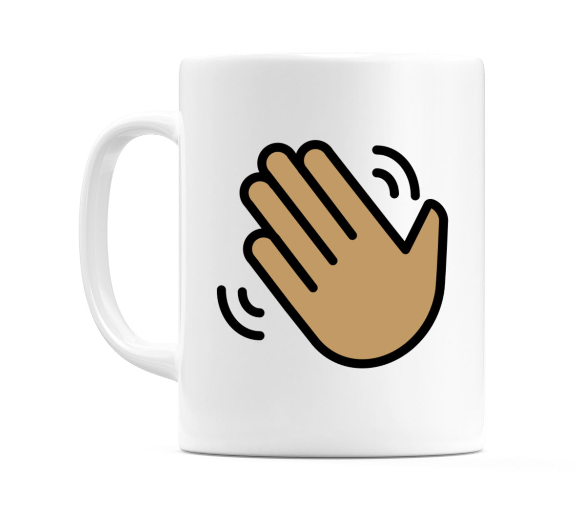 Waving Hand: Medium Skin Tone Emoji Mug
