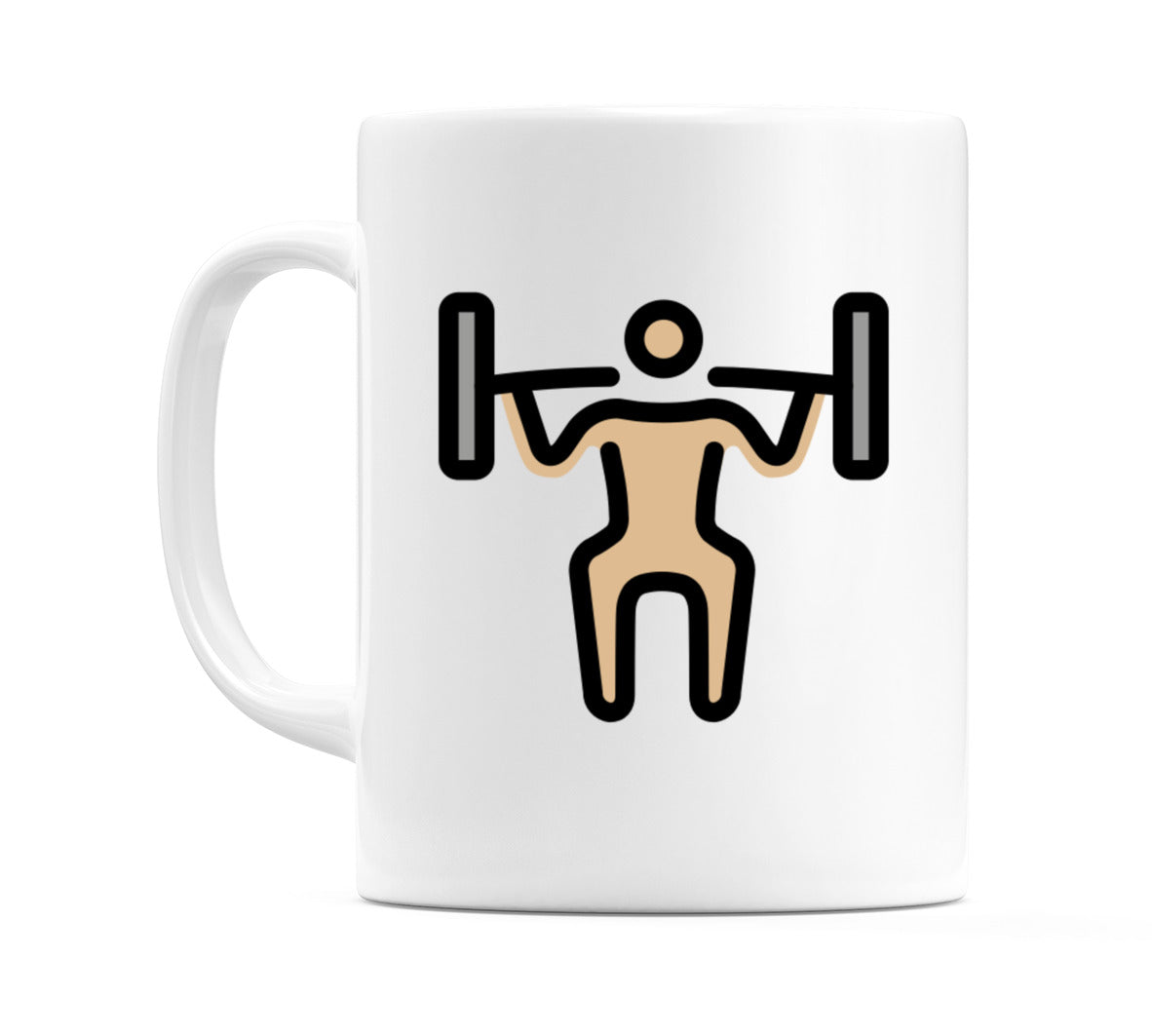 Male Lifting Weights: Medium-Light Skin Tone Emoji Mug