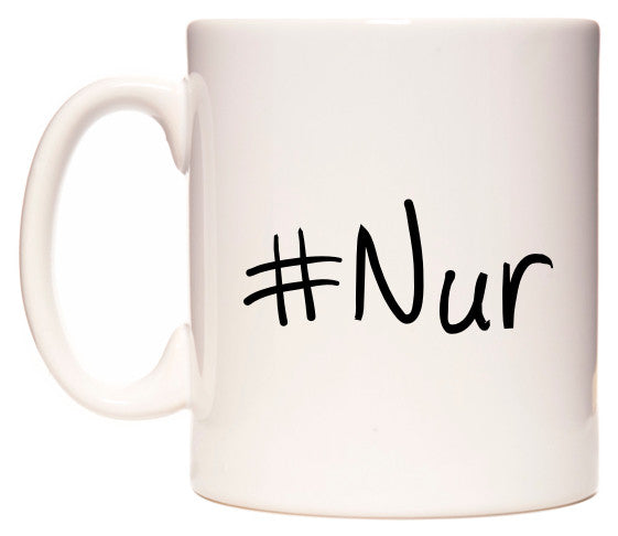 This mug features #Nur