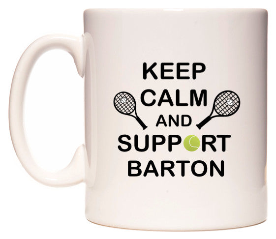 This mug features Keep Calm And Support Barton