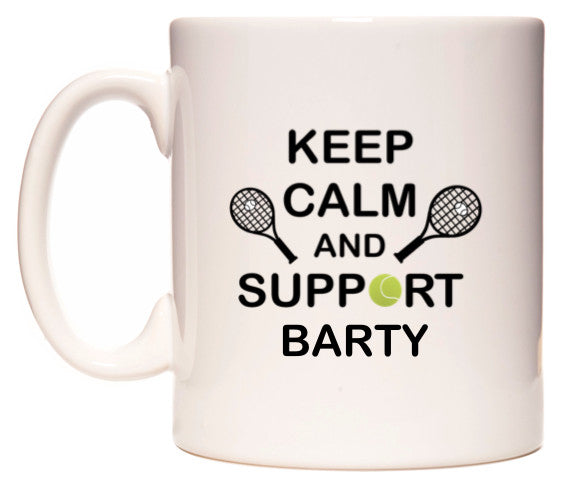 This mug features Keep Calm And Support Barty