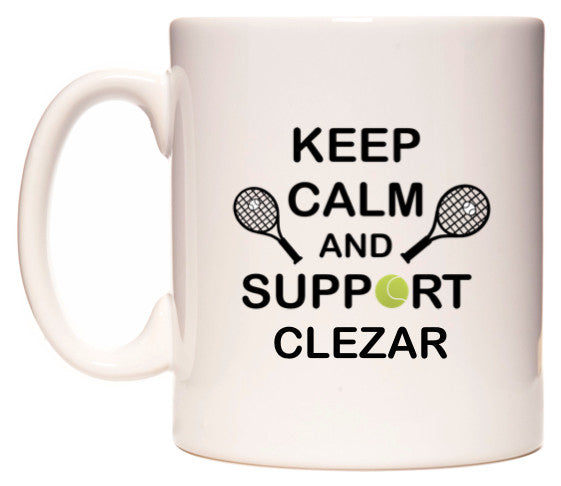 This mug features Keep Calm And Support Clezar
