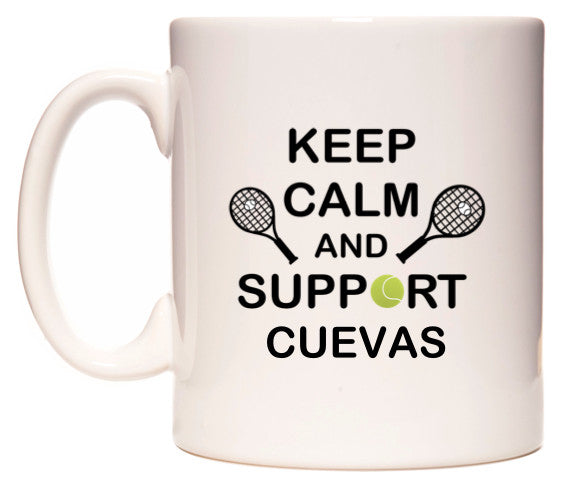 This mug features Keep Calm And Support Cuevas